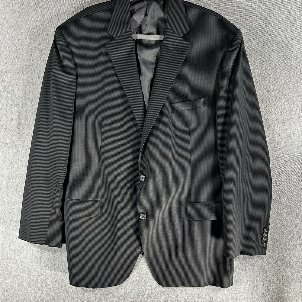 Lauren Ralph Lauren Suit Jacket Mens 48L Wool Navy Blue Pinstripe‎ Businesscore